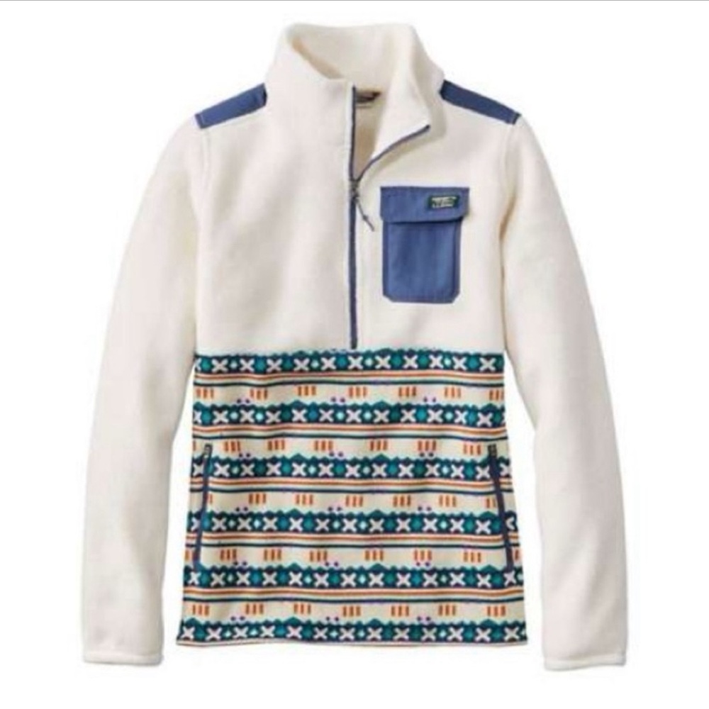 LL Bean Sherpa fleece half-zip sweater pullover